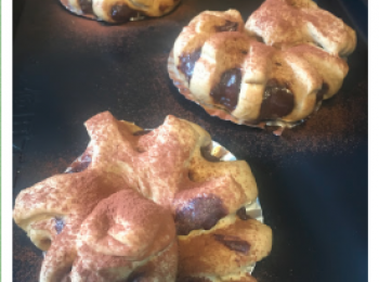 step7: 焗烤預熱200度。
入爐前可加朱古力粉裝飾，焗12-15分鐘。