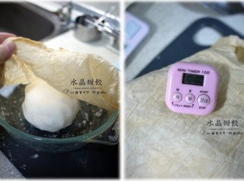 step3: 接著蓋上濕布讓麵團醒10分鐘
