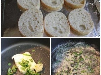 step1: 將麵包切0.8公分厚的薄片, 放在室溫風乾10分鐘 ** 麵包的種類可隨個人喜愛做選擇. 我用的是軟式法國麵包