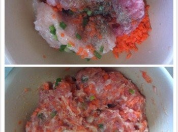 step1: 將所有材料和調味料混合，靜待半小時。