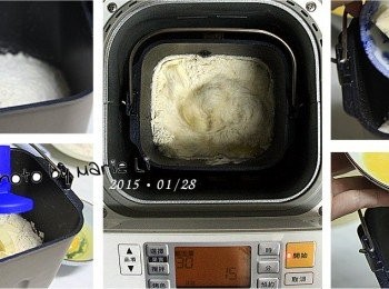 step2: (Panasonic SD-BMS105T Mode30 烏龍麵麵糰模式)

將所有<span class="group_1">食材</span>全都放進麵包機容器中
設定麵包機為 Mode30 《烏龍麵麵糰模式》
讓它跑一次 15分鐘 的行程