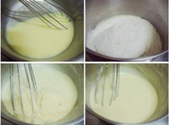 step3: 將雞蛋ˊ鮮奶ˊ美乃滋先拌勻ˊ接著加入粉類材料再次拌勻 (靜置一下讓麵糊更均質)