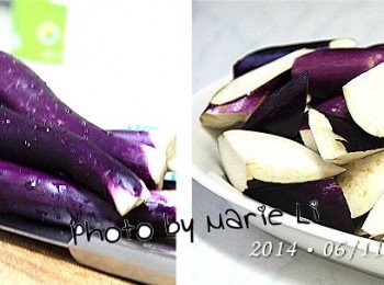 step1: 茄子洗淨，切成滾刀塊備用。