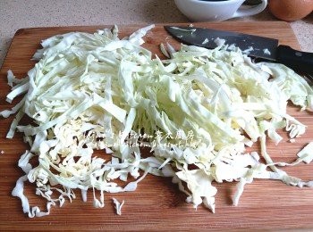 step3: 椰菜切絲 , 金菇亦沖洗乾淨瀝乾水份
