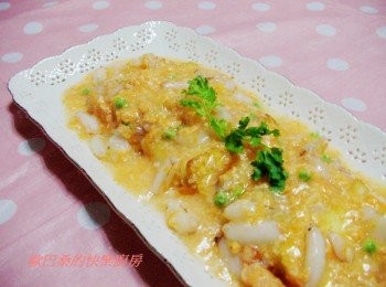 step9: 我用紅蘿蔔泥取代真正的蟹黃ˊ更健康ˊ也不怕膽固醇ˊ 雞蛋豆腐滑嫩ˊ蟹黃醬汁鮮美順口ˊ 平實清爽的好滋味ˊ喜歡的再嘗試看看。