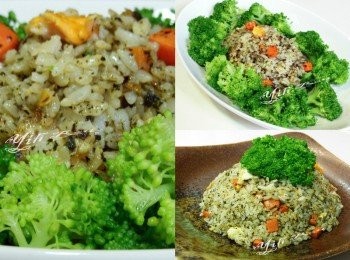 step2: 鍋中先放入油.再放入雞蛋炒熟先盛起備用.接著放入紅蘿蔔丁炒5分熟.放入白飯炒香加入鹽調味.最後拌入炒好的雞蛋和香椿醬拌炒1~2分鐘~起鍋擺盤