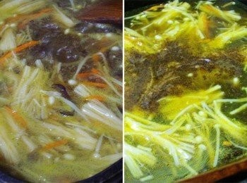 step3: 水煮滾後擺入鴨血ˊ放入排骨湯塊ˊ醬油ˊ鹽ˊ胡椒粉<span class="group_3">調味</span>ˊ 並以玉米粉水或太白粉水勾芡(芡的濃淡不局限ˊ依自家喜好決定即可)