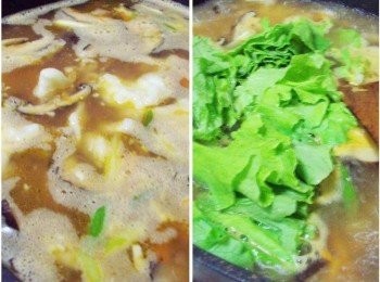 step5: 續煮2~3分鐘ˊ撈除浮泡ˊ擺入尼龍菜ˊ再灑上胡椒粉即可