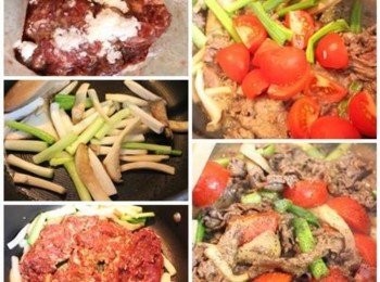 step1: 牛肉片與<span class="group_2">醬汁</span>一起醃入味. (我用的是火鍋肉片) ** 不吃牛肉可用豬或雞肉代替