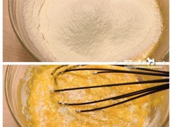 step4: 再篩入低筋麵粉輕輕拌勻。