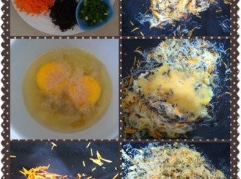 step2: 取出鍋加入1匙食油，加入切好的木耳和紅蘿蔔炒翻。