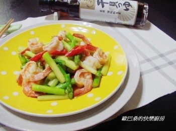 step5: 簡單清爽又美味的蘆筍炒鮮蝦就完成囉。