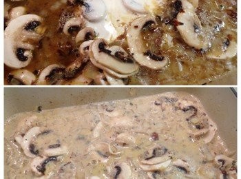 step8: 湯煮滾後放入磨菇片煮約 1分鐘至磨菇稍微軟化。然後再加入鮮忌廉拌勻。