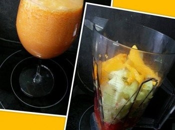 step5: 將剩餘之各款生果肉用攪拌機打成雜果汁,便不會浪費生果