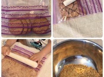 step2: 消化餅放入密實袋內壓碎加牛油(已溶);