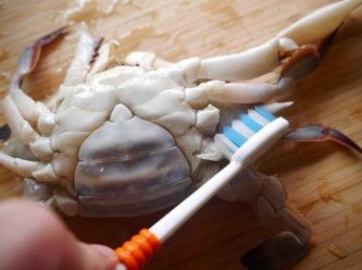 step1: *先把蟹腳，蟹身用牙刷刷一下清洗乾淨喔~
