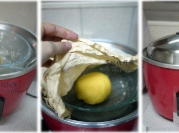 step3: 把麵團蓋上濕布後，直接放入電鍋裡。外鍋不放任何水，直接用保溫就好放置70分鐘發酵