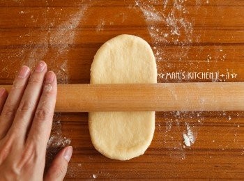 step8: 再來將步驟6的麵團橄成長型