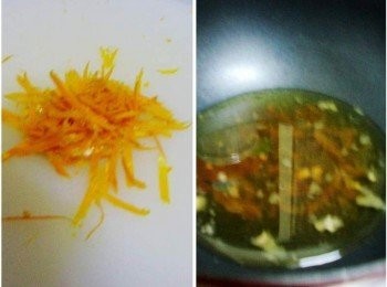 step3: 蜜柑確實洗淨ˊ用刨絲刀取外層果皮ˊ然後壓榨果汁ˊ和其他[蜜柑醬<span class="group_2">材料</span>]拌勻備用