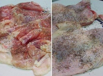 step3: 雞腿排洗淨擦乾水份ˊ在內部略為劃幾刀ˊ然後用 <span class="group_2">醃漬<span class="group_3">調味</span></span>均勻抹上