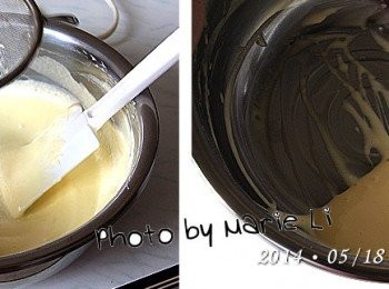 step6: 把《低筋麵粉》和《玉米粉》混合後過篩
我是直接把粉料《篩》進蛋白霜裡
一邊篩一邊攪拌，攪拌速度要快速以免結塊