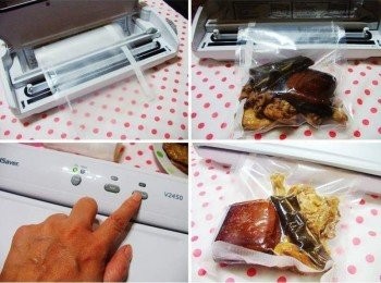 step8: 沒吃完的ˊ運用[FoodSaver家用真空包裝機V2450] 來做好真空密封保存ˊ再也不怕一次做太多品質受影響ˊ 隨時想吃隔水加熱或微波略為加熱ˊ超方便的。 最重要安全又衛生~