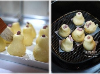 step9: 氣炸鍋做法： 梨身抹上少許油後，氣炸鍋160度8分後200度2分鐘。 油鍋做法： 油約中溫，下鍋炸至金黃色即可起鍋