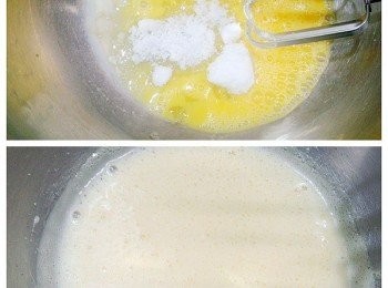 step3: 再將溶化的奶油和香草精加入仔細拌勻.