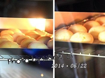 step5: 先將烤箱設定好

上火：   200度
下火：   200度
時間：  30分鐘

前十分鐘為烤箱的預熱時間
待烤箱的時間剩下二十分鐘時
將擺好QQ球的烤盤送進烤箱裡開始烘烤

※ 每台烤箱的狀況皆不相同，請依自家烤箱的狀況做調整設定。