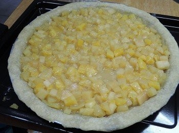 step5: 取出烤好的<span class="group_1">派皮</span>，填入<span class="group_2">內餡</span>