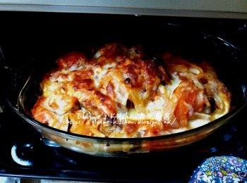 step11: 再關掉下火 , 只用上火180C焗5分鐘至芝士金黃即可