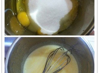 step2: 取出大碗將蛋和糖混合輕輕攪拌至沒糖粒。