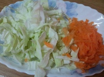 step9: 煮好前二十分鐘 , 把洗淨切絲的高麗菜和刨成絲的紅蘿蔔加入