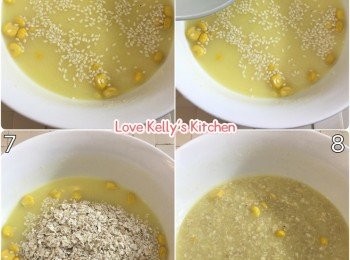 step3: 然後倒入燕麥攪均；