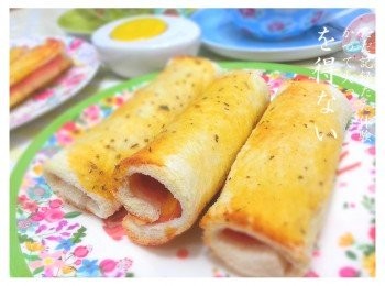 step8: 美味芝士火腿吐司卷艷爐啦(*^0^*)