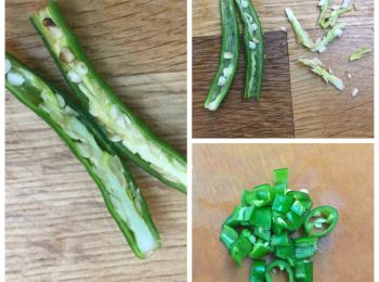 step4: 洋蔥切絲; 西芹,甘荀, 指天椒切粒