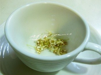 step5: 洗好的花朵放入杯子(喜歡喝茶看到花的)或有網篩容器(不喜歡吃到花的)