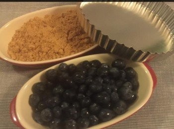 step1: <span class="group_2">餠皮</span>材料：
1/ 2包餅乾（約190g）。
1/ 3杯牛油，熔解至軟身。

<span class="group_3">藍梅饀</span>材料：
1/2-2 盒藍梅, 洗淨備用。
1湯匙檸檬汁。
1-1/2 湯匙玉米粉。
1/2 杯糖。
暖水6-7 湯匙。

將餅亁放在 Ziploc 膠袋內，將它壓碎，直到它變成碎屑。