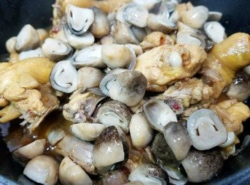 step8: 加入草菇煮一會... 汁收少!