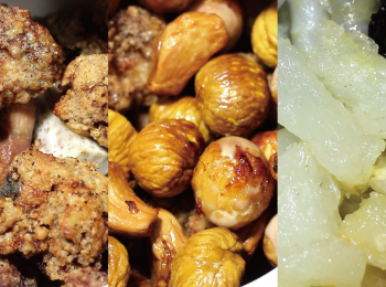 step11: 第四層, 雞肉及<span class="group_4">排骨酥</span>
第五層, 鵪鶉蛋、蒜頭含粟子
第六層, 魚皮、海參、豬蹄筋