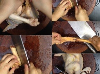 step2: 冰鮮雞洗淨，去掉雞尾內的肥膏，切去雞頸去皮，切去雞屁股，全部留用