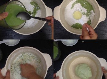 step5: 班蘭<span class="group_1">椰汁年糕</span>一樣做法
麵團各自最好放置一晚，讓粉和糖水有更多時間融合
（如沒有時間就可以即時開粉糊吧）