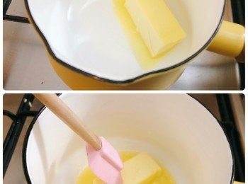 step3: 熱溶牛油，加入餅碎內撈勻，備用；