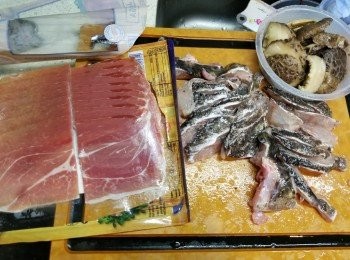 step5: 預備好西班牙火腿及切好的冬菇