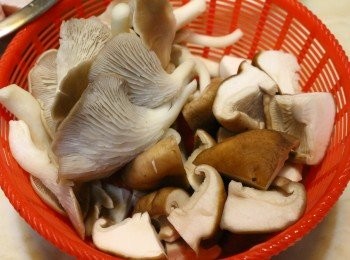 step3: 將新鮮菇及袖珍菇，洗淨後切塊備用(可以依自身喜好選擇愛吃的菇類)
