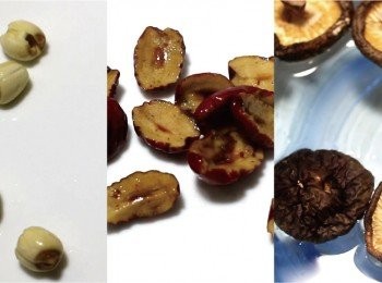 step2: 去芯蓮子、去核紅棗洗淨備用。
香菇不需太多, 以清水泡透。