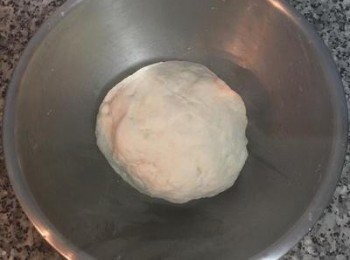 step6: 用手大略的揉成形後，蓋保鮮膜，放室溫鬆弛20分鐘。
註：如太濕可以適量的用手沾些手粉再揉