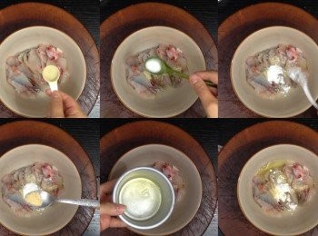 step8: 切好的魚片用醃料拌勻備用