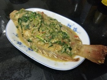 step6: 做法：

將腐乳搓開 , 加入雞粉 , 糖 , 胡椒粉 , 燒酒撈成糊狀備用 . 

珍珠鱲清洗後 , 用廚紙吸乾水份 , 燒紅油鑊將珍珠鱲上少少生粉 , 放入後轉中細火煎封兩面半熟上碟 .

再起油鑊爆香蒜頭 , 乾蔥 , 薑絲倒入腐乳醬 , 加約 200ml 水煮滾 , 再將珍珠鱲回鑊 , 轉細火蓋好焗煮約 1 分鐘 , 之後將珍珠鱲先上碟 , 將蔥花放入鑊 , 加少少麻油 , 稍為滾起再淋上魚身上 , 完成 .