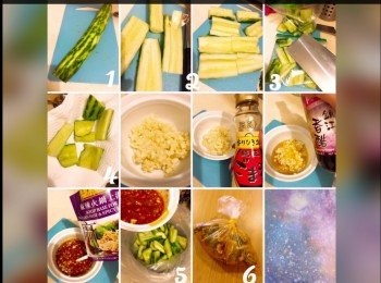 step1: 青瓜去刺，批少少皮，去籽 ，用刀背拍拍令青瓜裂開